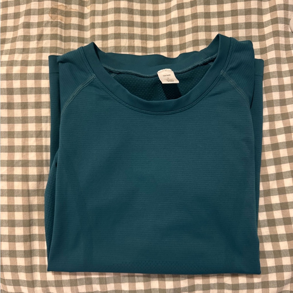Teal short Sleeve workout top